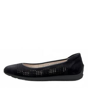 NEW ARA women's sarah perf sardinia ballet flat in black nubuck
